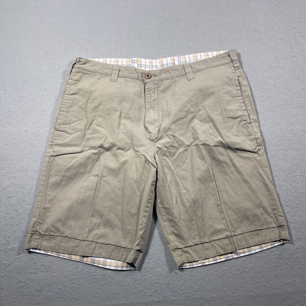 Olde‎ School Brand Shorts Mens Size 36 Beige / Plaid Solid Chino REVERSIBLE